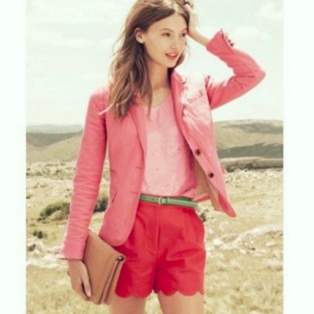 J. Crew Schoolboy Herringbone Pink Blazer Size 8 Tall NWT - Picture 4 of 16